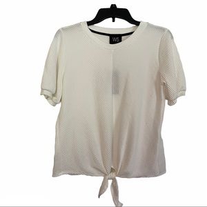 W5 White Blouse, Puff Sleeves, Knot Detail, Size Medium